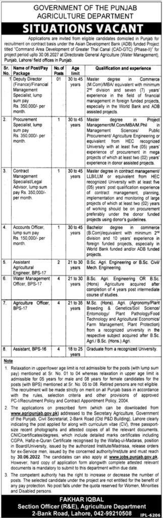 Agriculture Department Punjab Jobs 2022 - Latest Application Form (240+ Vacancies)