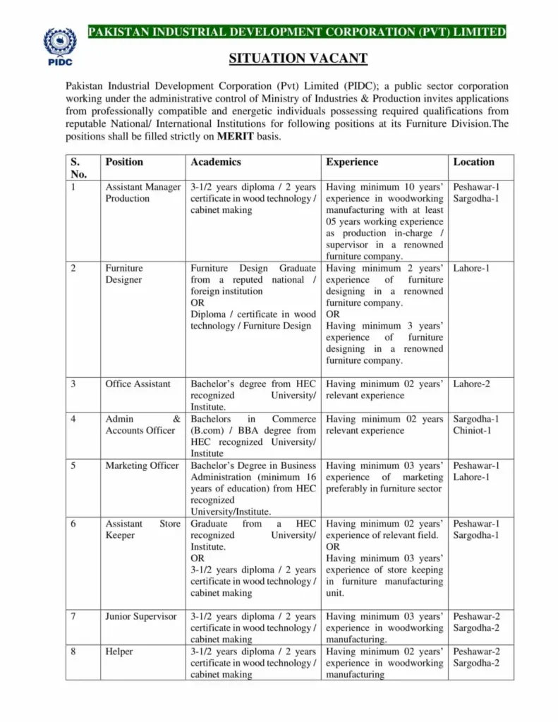 Pakistan Industrial Development Corporation Jobs 2022 - Latest PIDC Vacancies